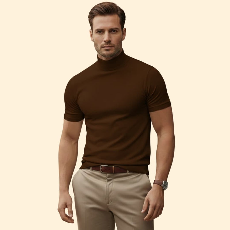 Short-sleeve mock neck tee for men | Caelan -8