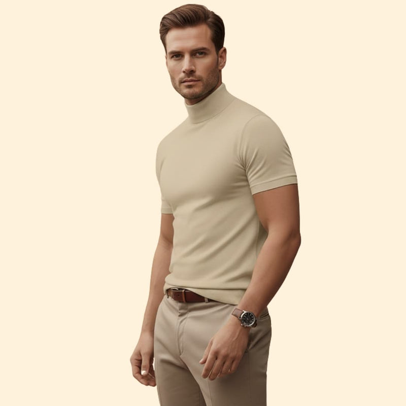 Short-sleeve mock neck tee for men | Caelan -3