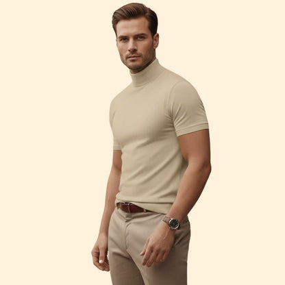Short-sleeve mock neck tee for men | Caelan -3
