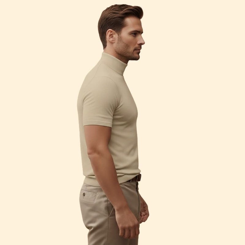 Short-sleeve mock neck tee for men | Caelan -4