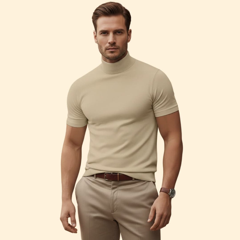 Short-sleeve mock neck tee for men | Caelan -2