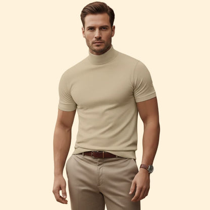 Short-sleeve mock neck tee for men | Caelan -2