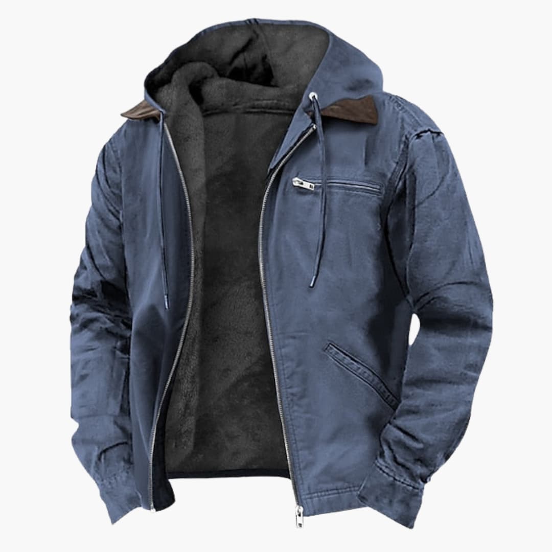 Hooded outdoor zip-pocket jacket for men -4