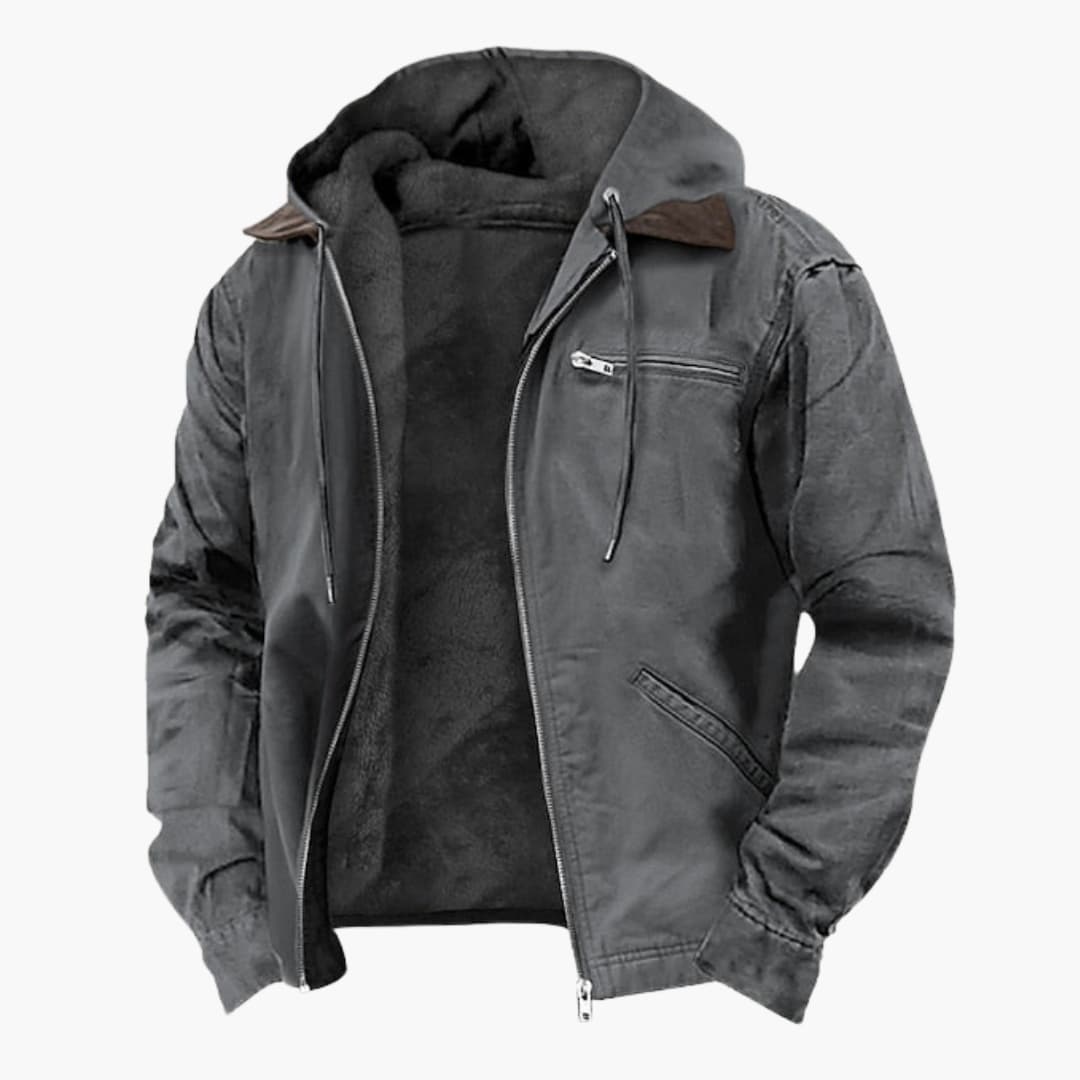 Hooded outdoor zip-pocket jacket for men -5