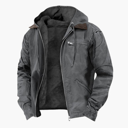 Hooded outdoor zip-pocket jacket for men -5
