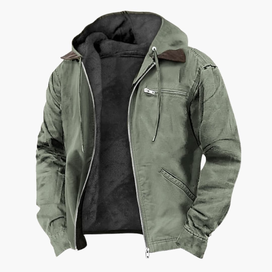 Hooded outdoor zip-pocket jacket for men -3