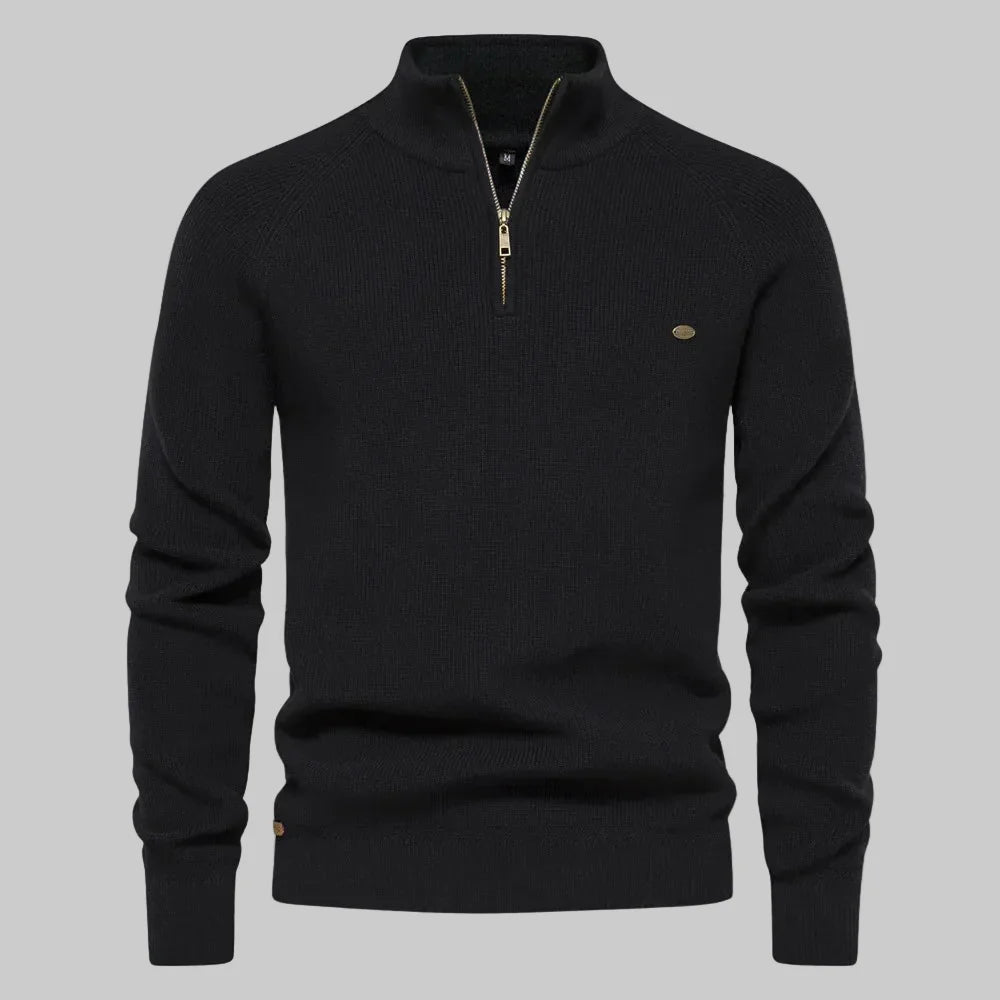 Half-zip stand-collar knit jumper for men | Dorian -1