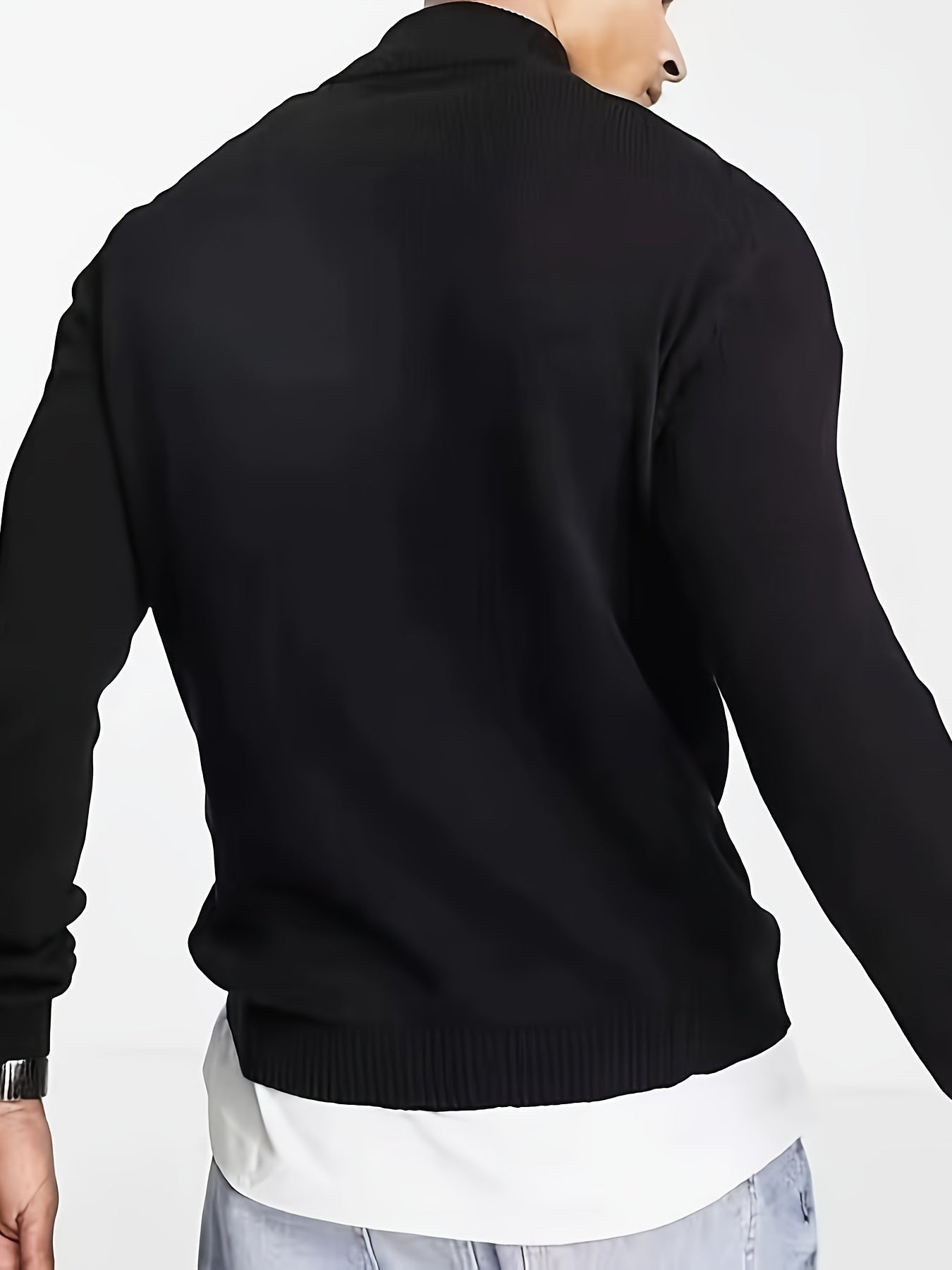 Lined Casual half-zip sweater with high collar for men | Dorian