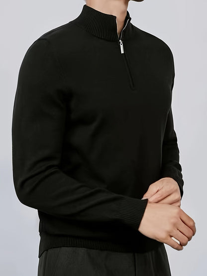 Lined Casual half-zip sweater with high collar for men | Dorian