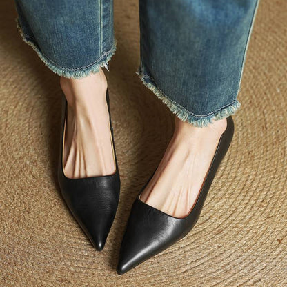 Elegant genuine leather block heels for women | Anok -28