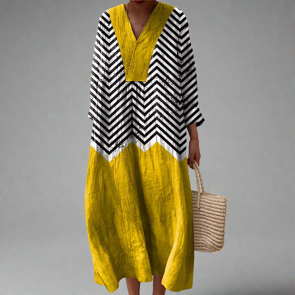 Elegant geometric print wrap dress for women | Ainsley -1