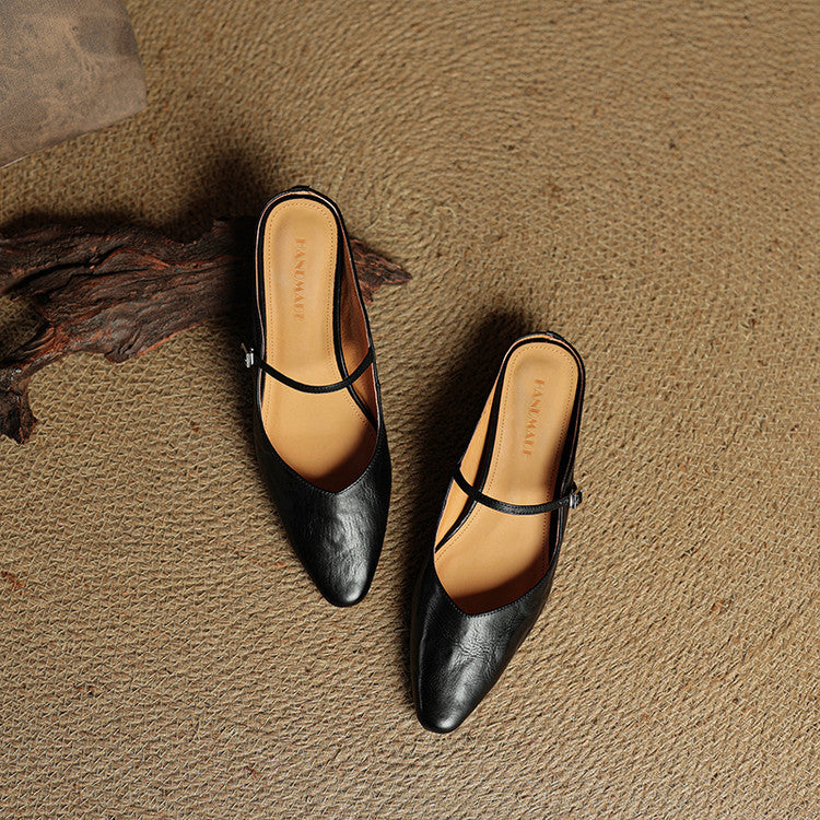 Elegant genuine leather mules for women | Orella -20