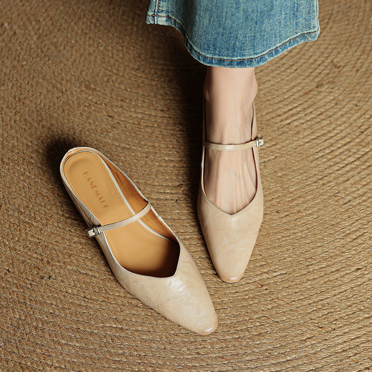 Elegant genuine leather mules for women | Orella -3