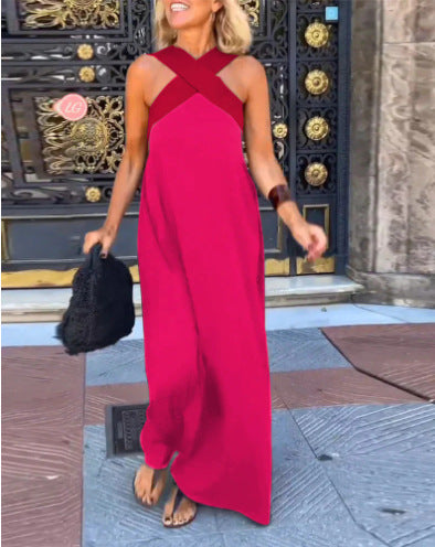 Elegant crossed-cut midi dress for women | Delphine -6