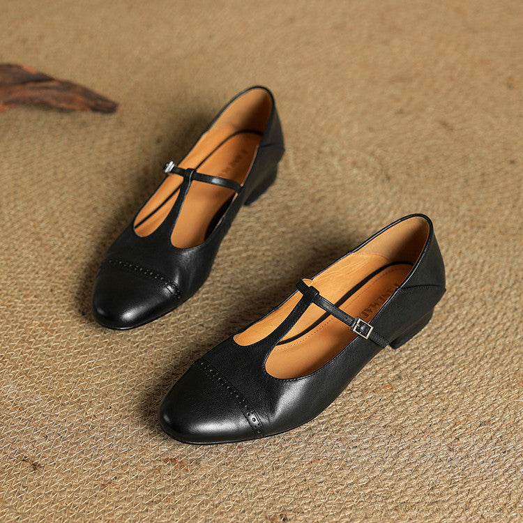 Classic genuine leather ballet flats for women | Graneth -26