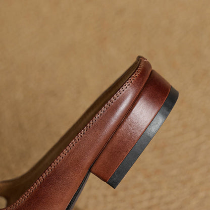 Classic genuine leather heeled mules for women | Merisa -8