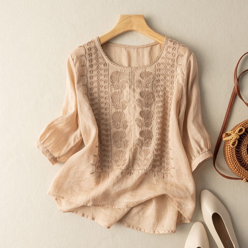 Relaxed everyday linen blouse for women | Maeve -3