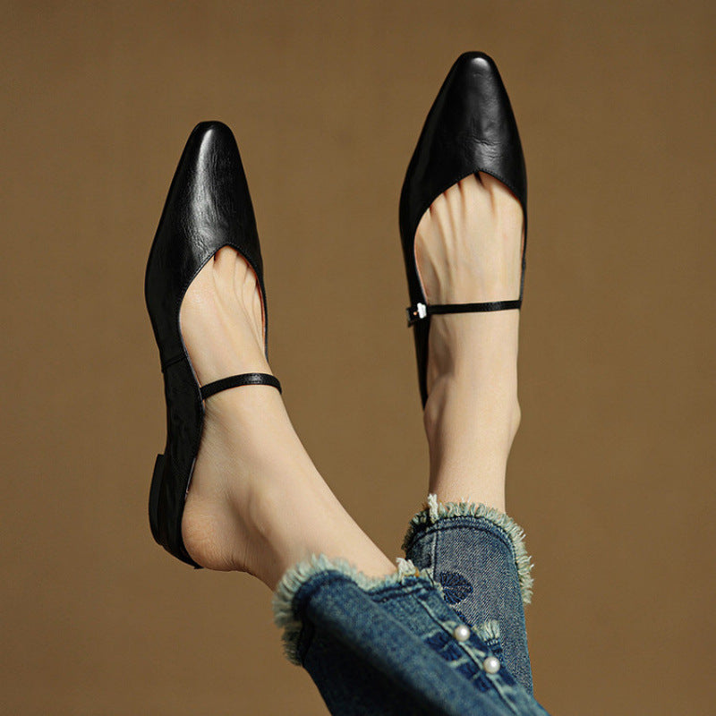 Elegant genuine leather mules for women | Orella -17