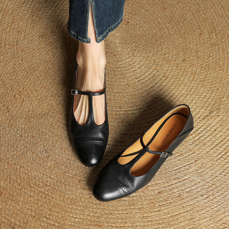 Classic genuine leather ballet flats for women | Graneth -24