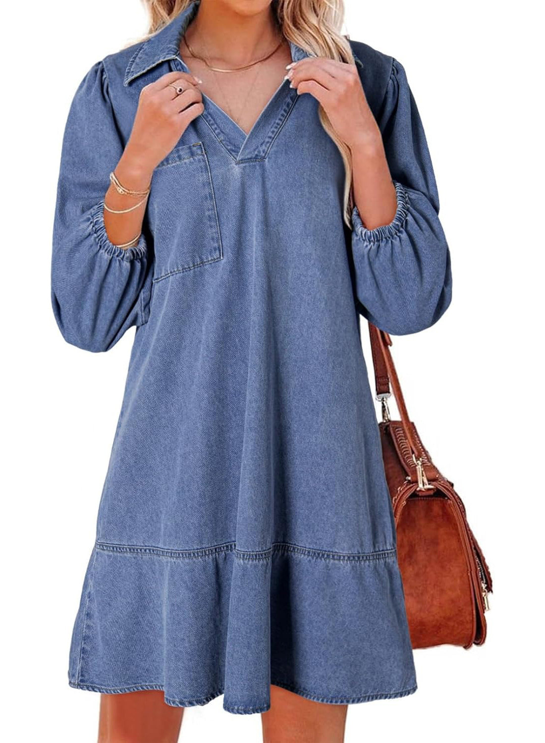 Supple V-neck babydoll dress for women | Amaia