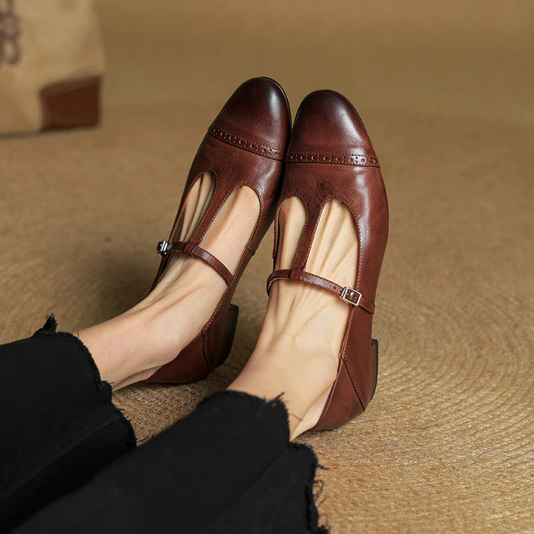 Classic genuine leather ballet flats for women | Graneth -12