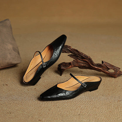 Elegant genuine leather mules for women | Orella -21