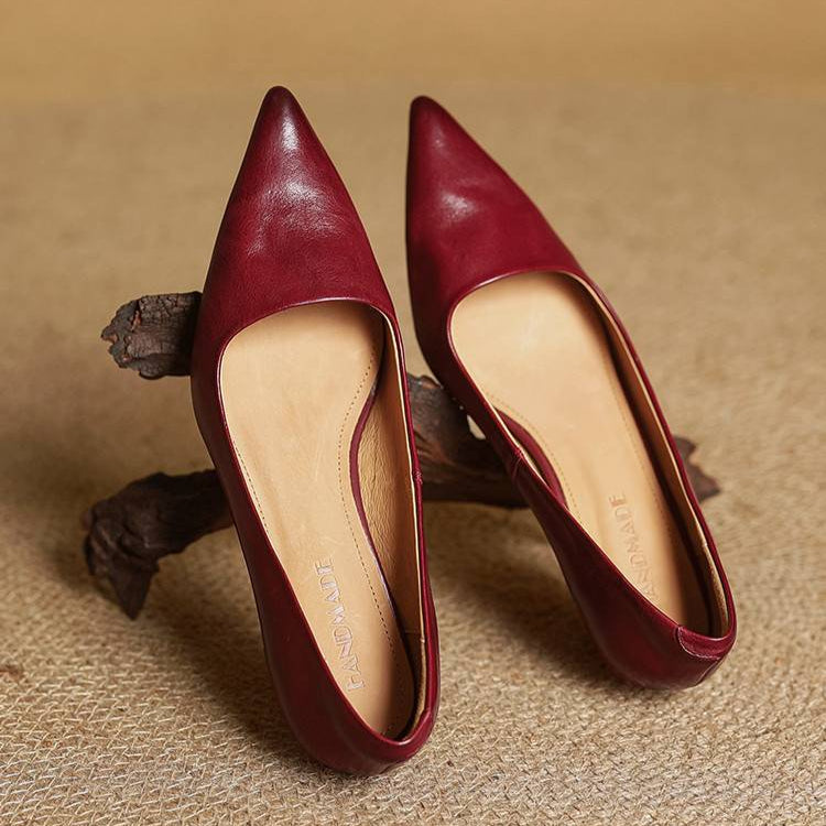 Elegant genuine leather block heels for women | Anok -7