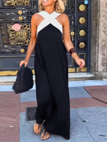 Elegant crossed-cut midi dress for women | Delphine -8