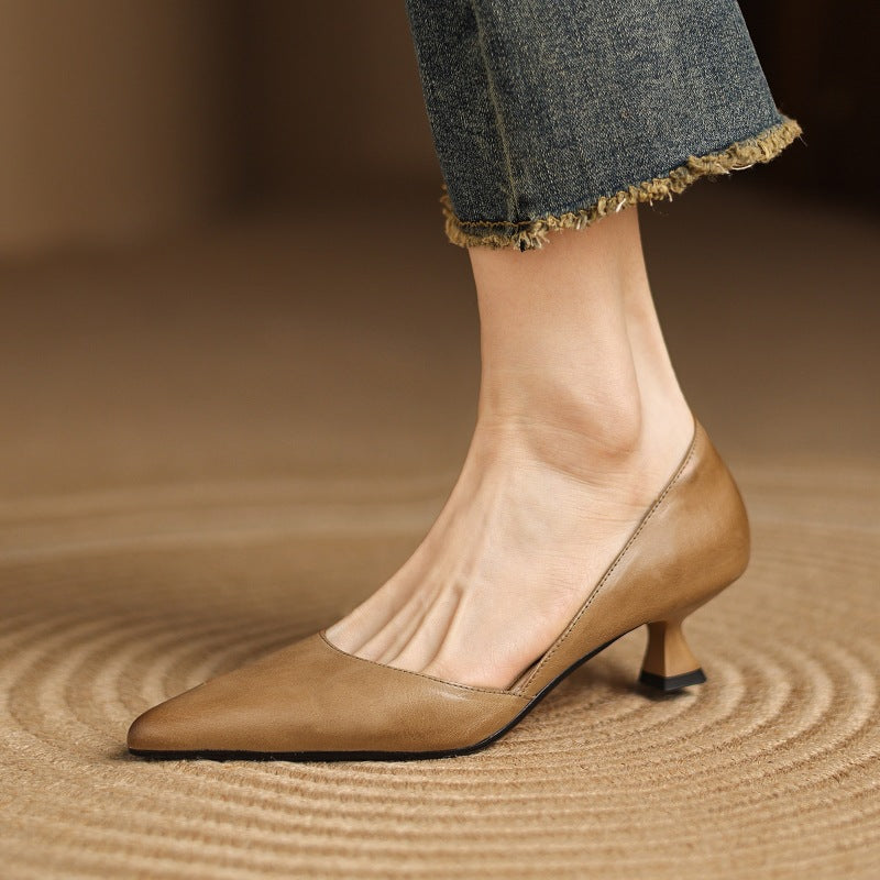 Refined genuine leather stiletto heels for women | Carlen -12