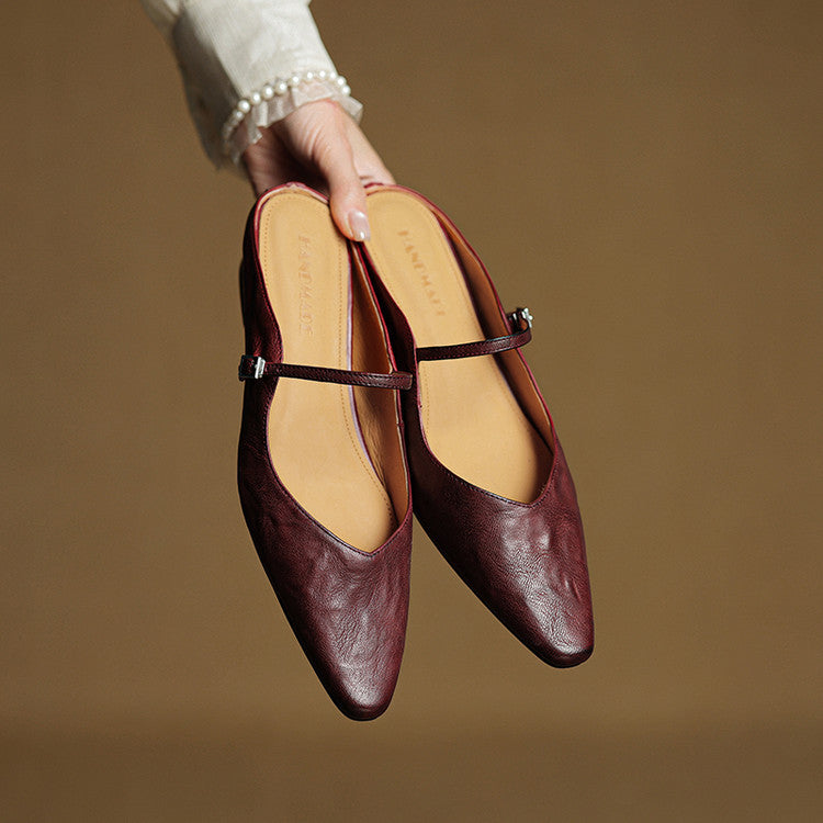 Elegant genuine leather mules for women | Orella -11