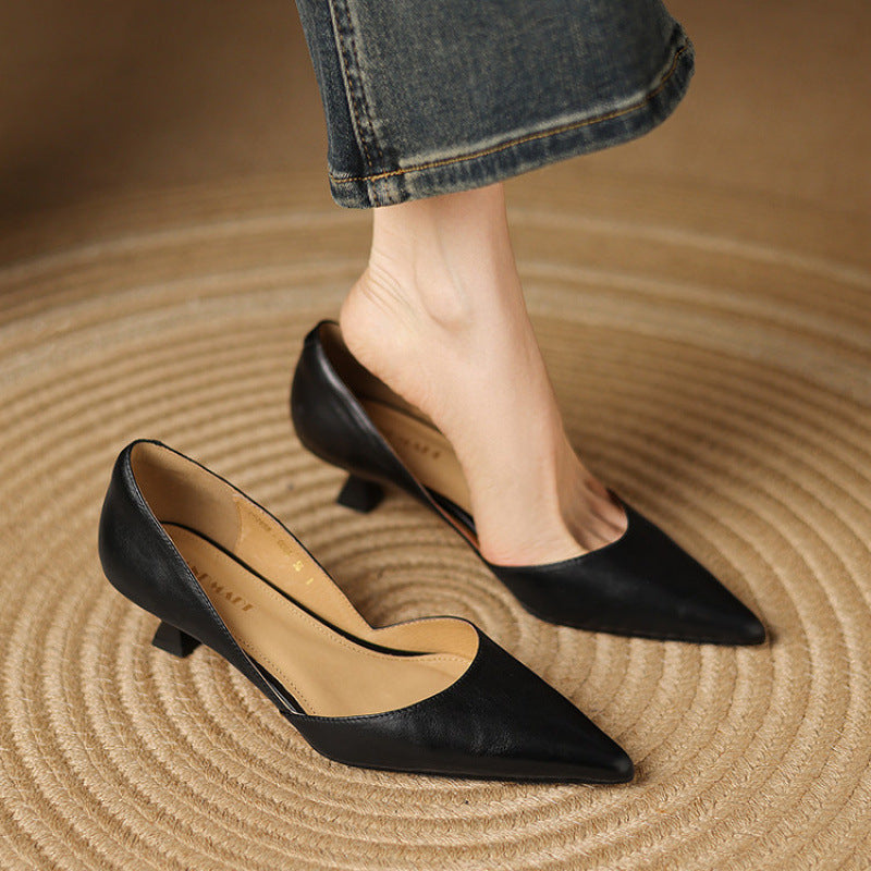 Refined genuine leather stiletto heels for women | Carlen -20