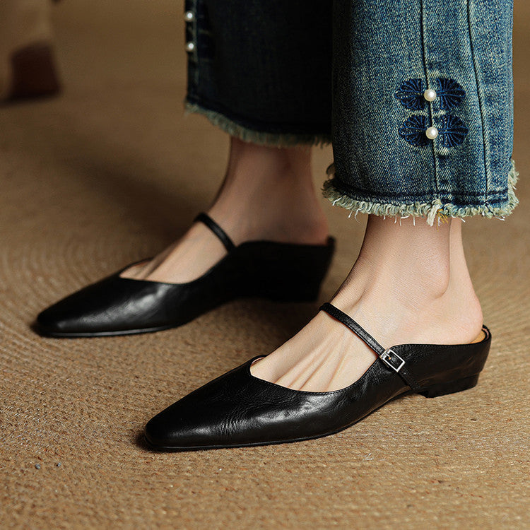 Elegant genuine leather mules for women | Orella -16