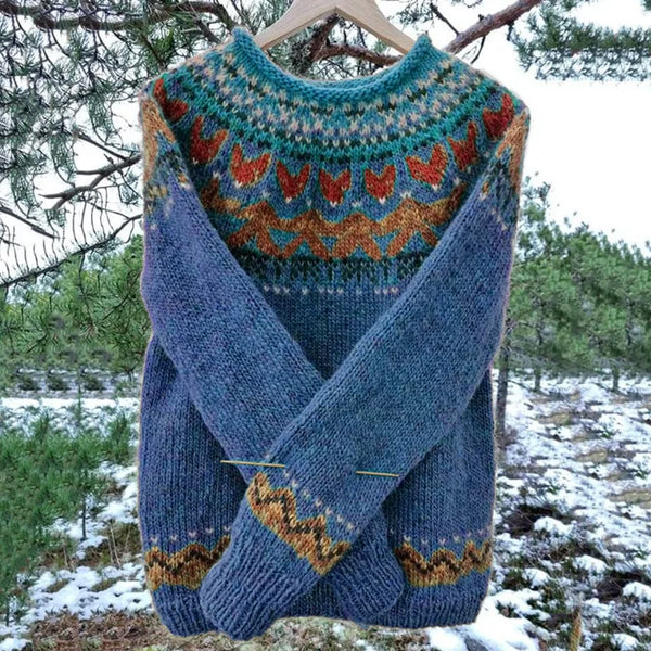 Vintage Icelandic knit relaxed jumper for women -6