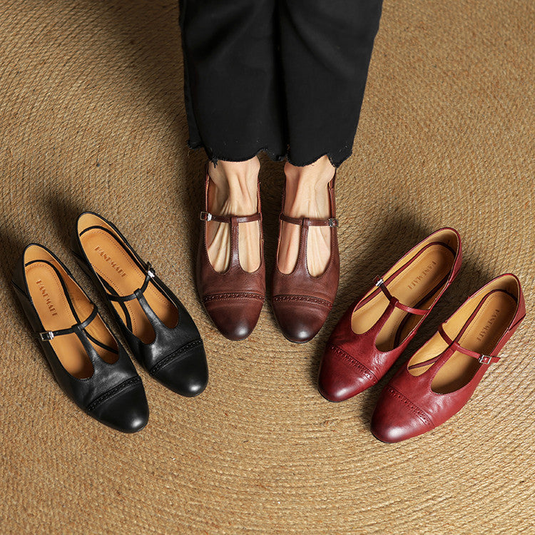 Classic genuine leather ballet flats for women | Graneth -8