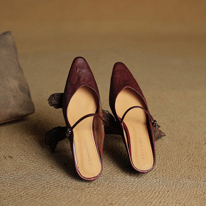 Elegant genuine leather mules for women | Orella -14