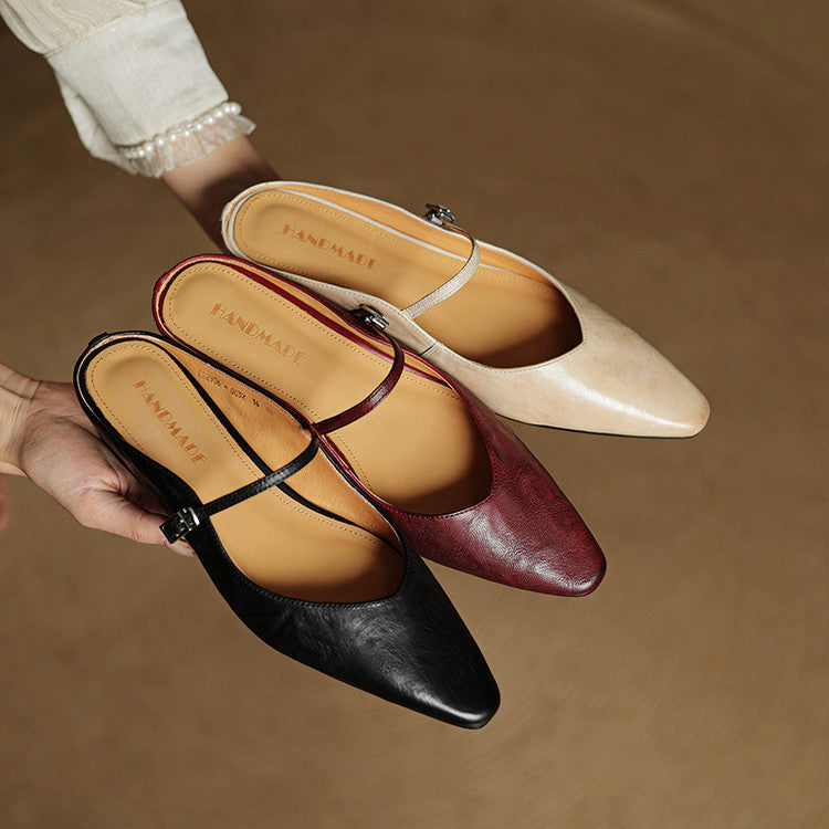 Elegant genuine leather mules for women | Orella -22