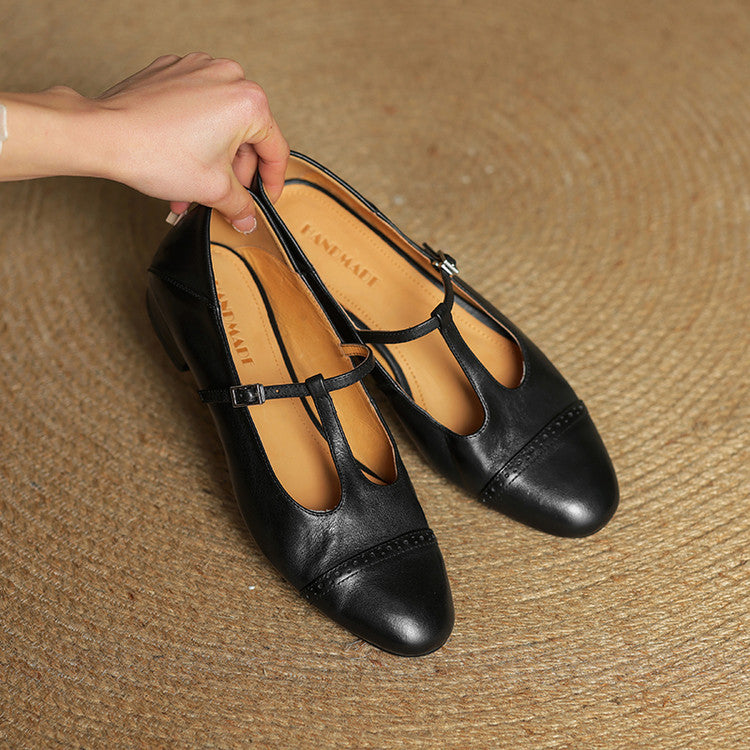 Classic genuine leather ballet flats for women | Graneth -25