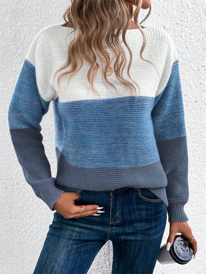 Bold colourblock relaxed knit sweater for women | Hailey -2