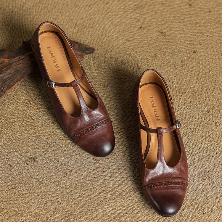 Classic genuine leather ballet flats for women | Graneth -14