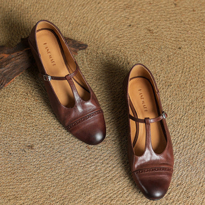 Classic genuine leather ballet flats for women | Graneth -14