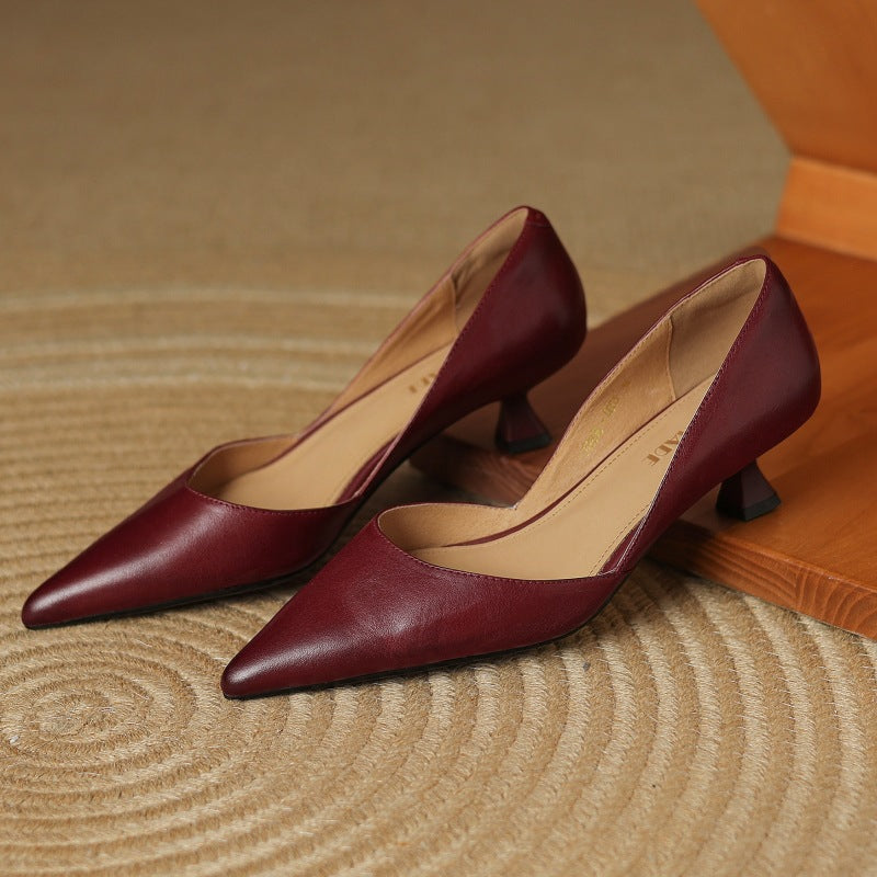 Refined genuine leather stiletto heels for women | Carlen -6
