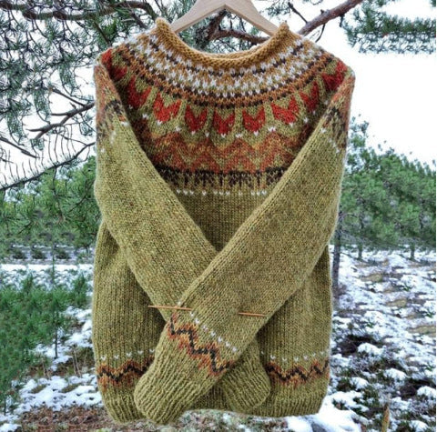 Vintage Icelandic knit relaxed jumper for women -7