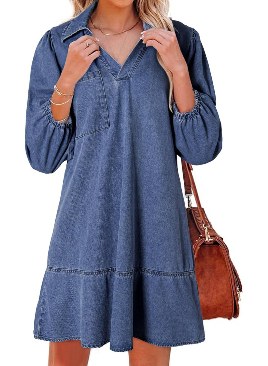 Supple V-neck babydoll dress for women | Amaia