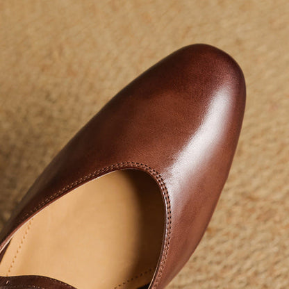 Classic genuine leather heeled mules for women | Merisa -7