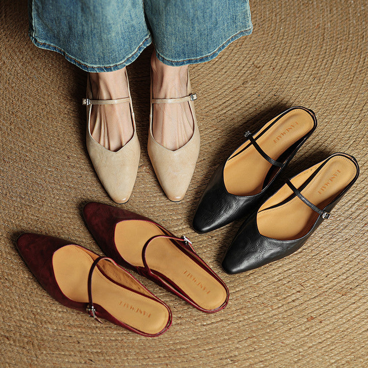 Elegant genuine leather mules for women | Orella -7