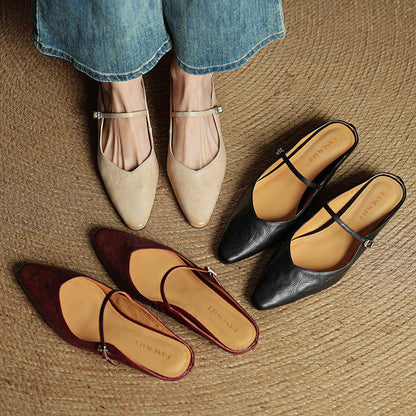Elegant genuine leather mules for women | Orella -7