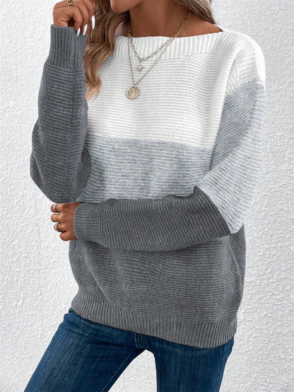 Bold colourblock relaxed knit sweater for women | Hailey -4