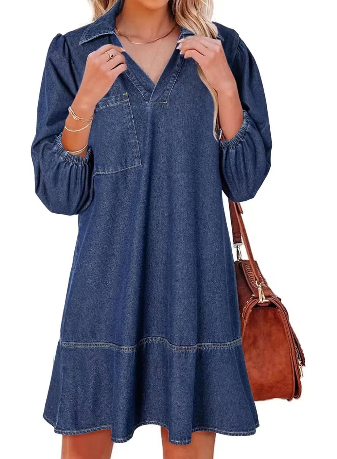 Supple V-neck babydoll dress for women | Amaia
