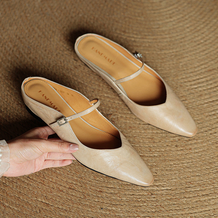 Elegant genuine leather mules for women | Orella -4