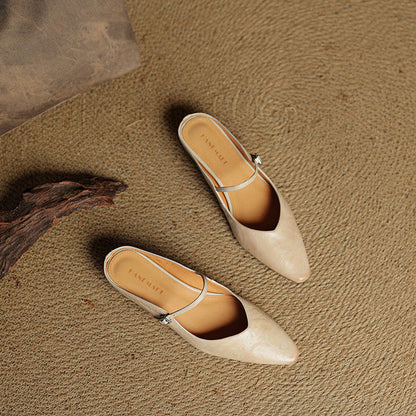 Elegant genuine leather mules for women | Orella -5